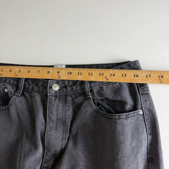 Princess Polly Distressed Wide Leg Black Denim High Rise Jeans 34 x 28 Size 10 - Picture 7 of 11